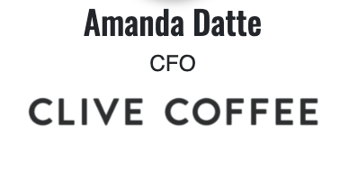 Amanda Datte CFO Clive Coffee Acumatica Testimonial and logo