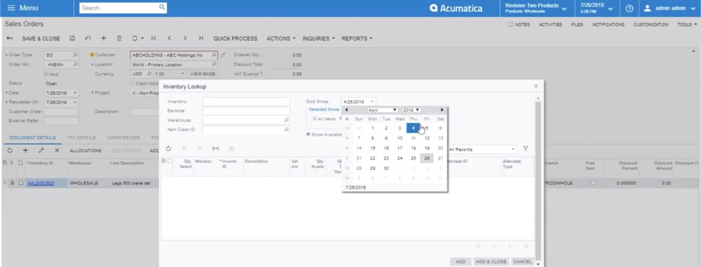 selecting date range