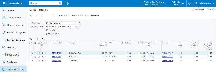 MRP Dashboard