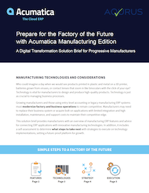 Manufacturing Edition Factory of the Future Acumatica