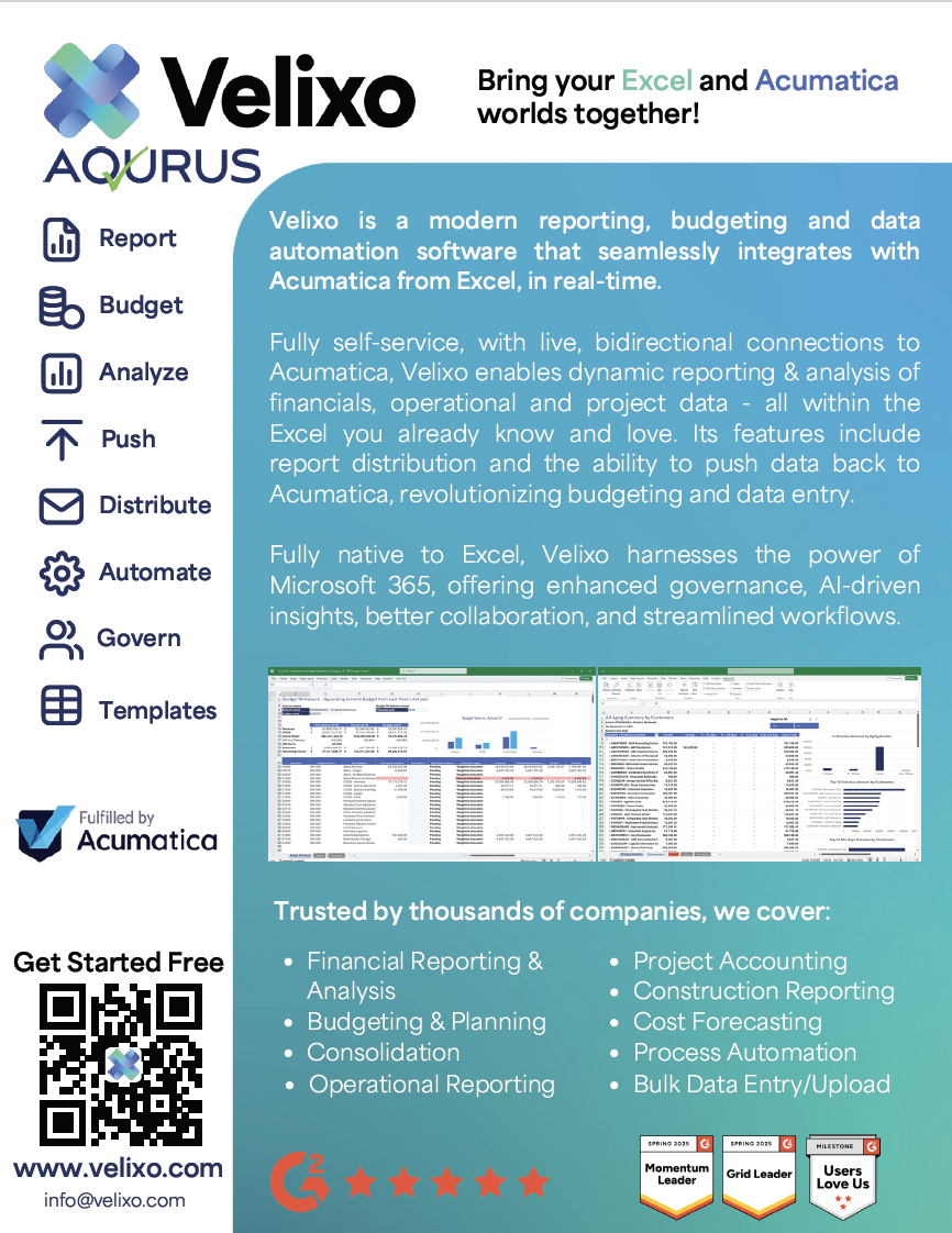 Velixo for Acumatica Datasheet